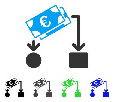 Euro nakit akışı düz simgesi