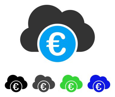 Euro bulut bankacılık düz simgesi