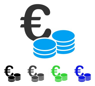 Euro para yığınları düz simgesi