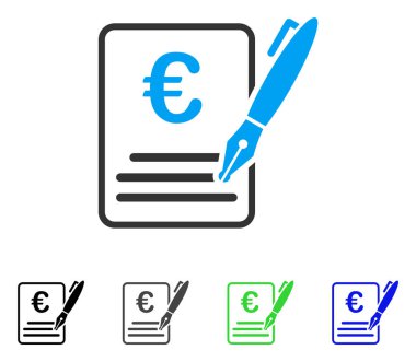 Euro sözleşme imza düz simgesi