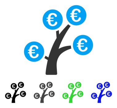 Euro para ağacı düz simgesi