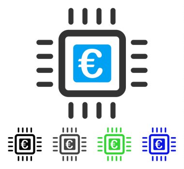 Euro işlemci düz simgesi