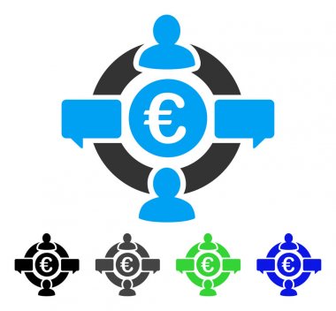 Euro sosyal ağ düz simgesi