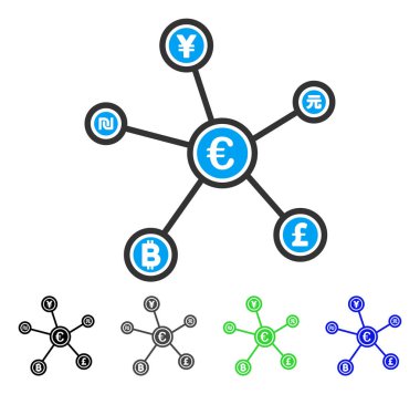 Euro finansal ağ bağlantıları düz simgesi