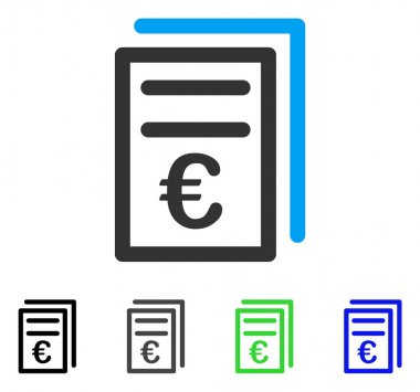 Euro fatura düz simgesi