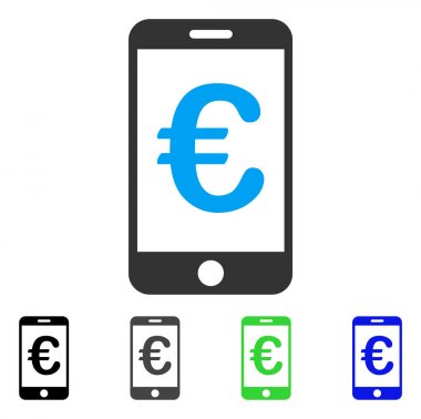 Euro mobil ödeme düz simgesi