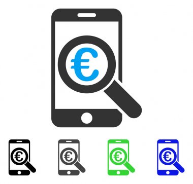 Euro mobil araştırma düz simgesi