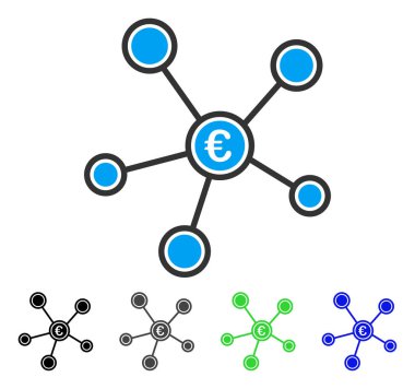 Euro ağ bağlantıları düz simgesi