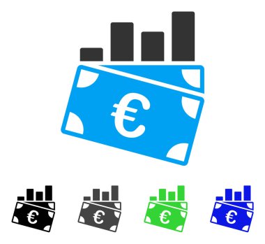 Euro satış grafiği düz simgesi