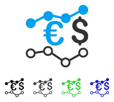 Para birimi grafikler düz simgesi