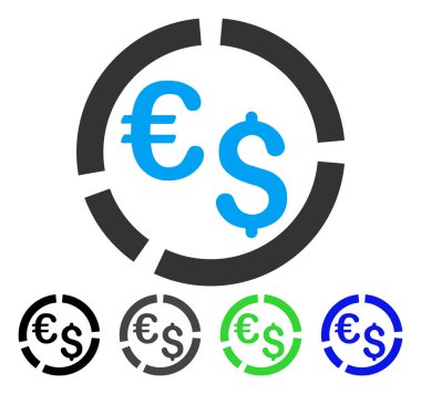 Para birimi diyagramı düz simgesi