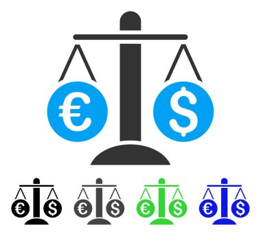 Para birimi ölçekler düz simgesi