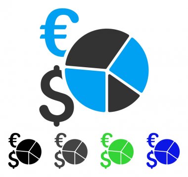 Dolar ve Euro pasta grafiği düz simgesi