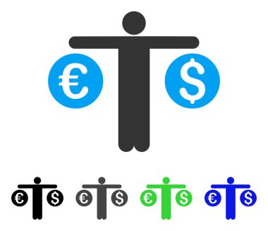 Kişi para birimi düz simgesi karşılaştırır