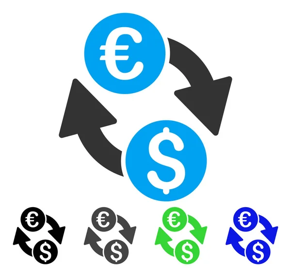 Euro Dollar platte pictogram wijzigen — Stockvector