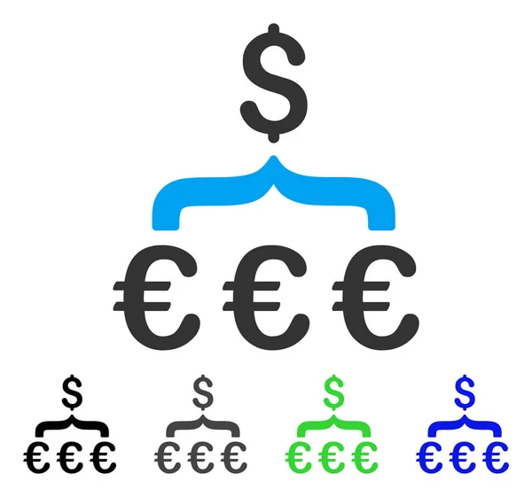 Euro Dollar Conversion Agrégateur Icône plate — Image vectorielle