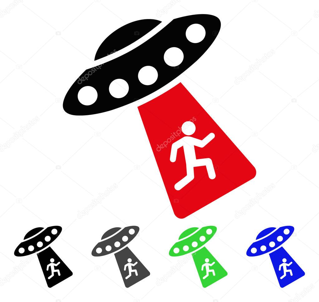 Human Abduction UFO Flat Icon