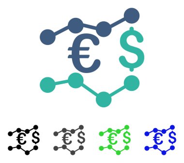 Para birimi grafikler düz simgesi