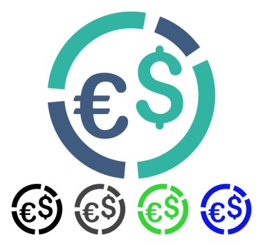 Para birimi diyagramı düz simgesi