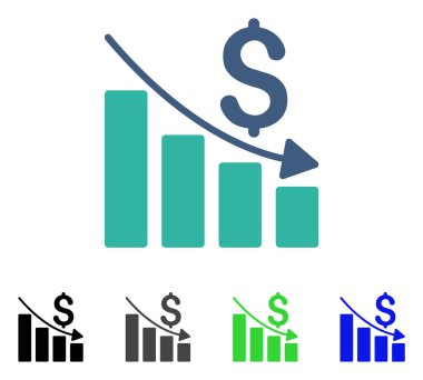 Satış kriz grafik düz simgesi