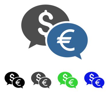 Döviz transferi sohbet düz simgesi