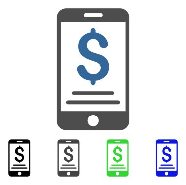 Doları mobil ödeme düz simgesi