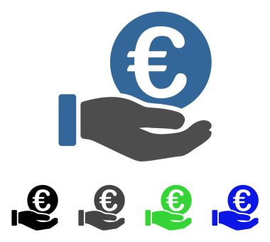 Euro para ödeme el düz simgesi