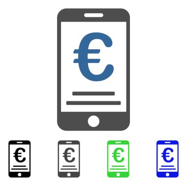 Euro mobil ödeme düz simgesi