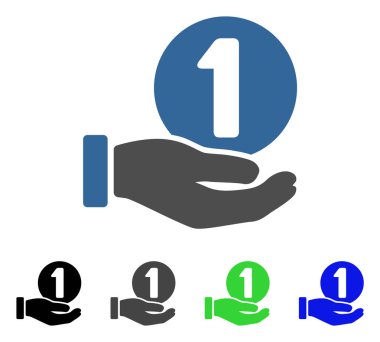 Bir jeton ödeme el düz simgesi