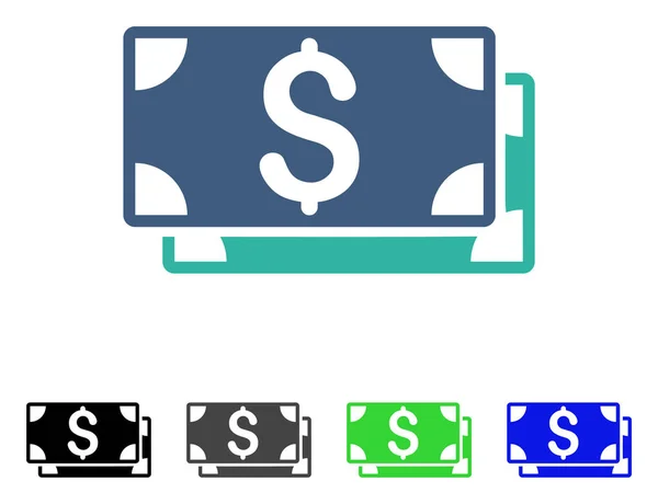 Notas de dólar ícone plano — Vetor de Stock