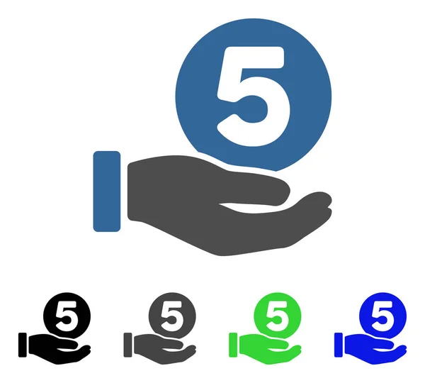 Pięć centów płatności ikona dłoni płaskie — Wektor stockowy