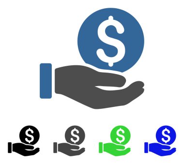 Doları para ödeme el düz simgesi