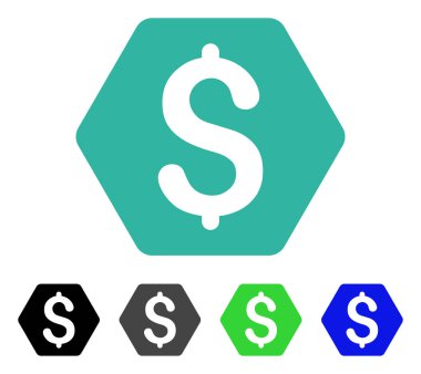 Doları altıgen düz simgesi