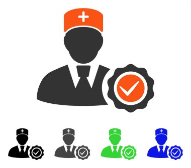 Doktor Certifiation mühür düz simgesi