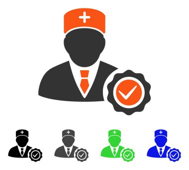 Doktor damga mühür düz simgesi