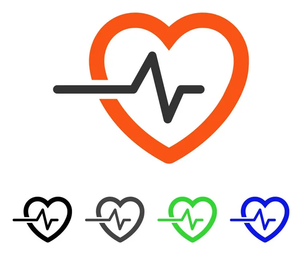 Heart Pulse Flat Icon — Stock Vector