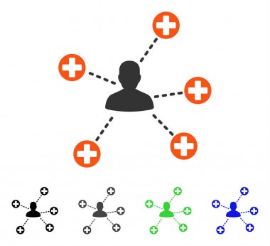 Tıbbi hasta bağlantılar düz simgesi