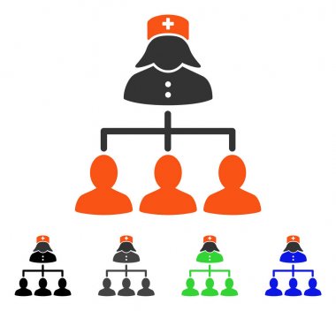 Hemşire hasta bağlantıları düz simgesi