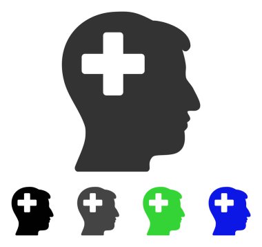 Artı adam kafa düz simgesi