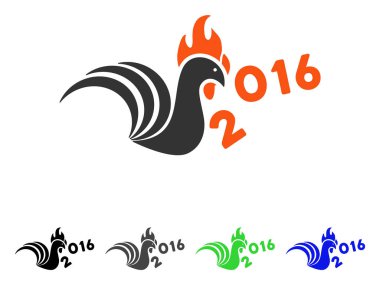 Horoz tekme 2016 yıl düz simgesi