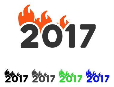 2017 yıl resim yazısı düz simgesi ateş