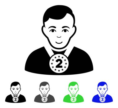 2 prizer sporcu düz simgesi