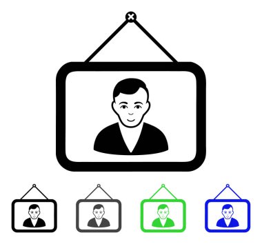 Adam portre düz simgesi