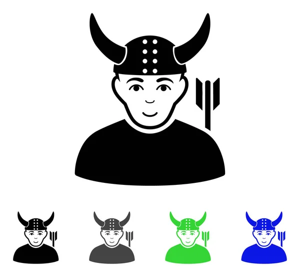 Horned Warrior Flat Icon — Stock Vector