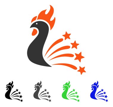 Horoz havai fişek düz simgesi