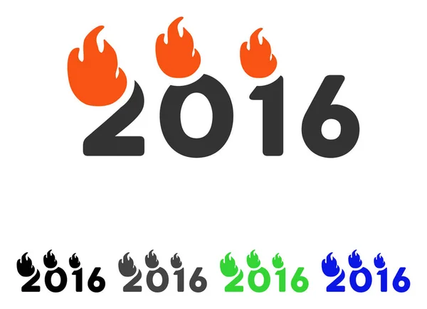 Flamed 2016 Text flache Symbol — Stockvektor