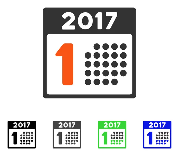 Första 2017 kalender dag Flat ikonen — Stock vektor