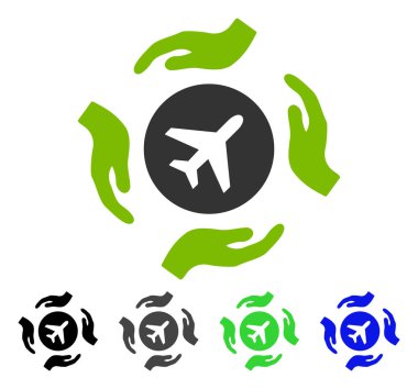 Uçak sigorta eller düz simgesi