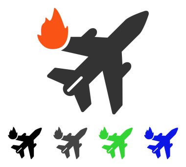 Uçağı yangın düz simgesi