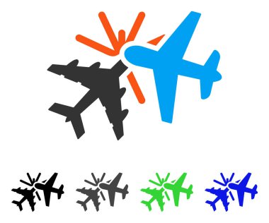 Uçak çarpışma düz simgesi